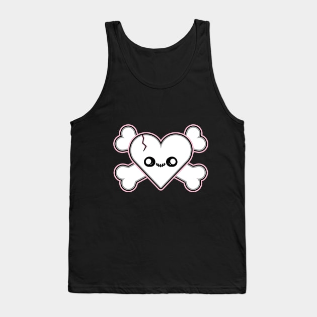 Kawaii Heart and Crossbones Tank Top by TTLOVE